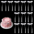 White ribbon bow decorations set for cake party wedding scene layout and craft DIY hanging decor - 1*8*15cm / White
