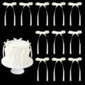 White ribbon bow cake decorations for wedding party scene layout and background hanging. - 1*8*15cm / Beige