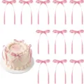 30pcs pink ribbon bows for cake decoration, wedding party backdrop and event layout styling. - 1*8*15cm / Skin Pink