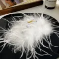 Large white feather hair claw clip elegant fluffy hair accessory for women styling daily wear - White Feather Claw Clip, 13cm