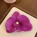 Μωβ φουρκέτα Phalaenopsis λουλούδι προσομοίωσης πλαϊνό κλιπ κομψό αξεσουάρ μαλλιών - Βαθύ μωβ