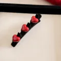 Rode hart geflockte haarspeld schattige pony haarclip voor dagelijkse haarstyling en mode - Rood Hart