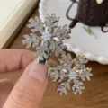 Shiny Silver Rhinestone Snowflake Hair Clip Pearl Duckbill Side Clip Variant Style - Right-Angle Snowflake - Pearl Hair Clip 1pc