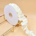 White pleated ruffle ribbon trim for gift packaging, headbands, and clothing DIY. - 4cm*5Y / Off White