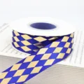 Blaues und goldenes Harlekin-Polyesterband für Geschenkeverpackung, Kuchendekoration und Basteln. - Blau