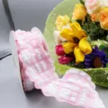 Ruban à carreaux bouffant rose et blanc pour nœuds de cheveux, emballage floral et bricolage. - 4.0CM*10 Yards / Rose Fille