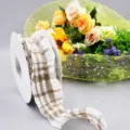 Ruban plissé à carreaux marron et blanc pour nœud de cheveux, emballage floral et bricolage. - 4.0CM*10 Yards / Kaki