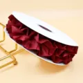 Pleated satin ribbon ruffle trim for gift wrapping, hair accessories and clothing crafts. - 5cm*5Y / Burgundy