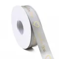 Nastro in poliestere grigio da 2,5 cm, nastro regalo stampato a cuore Just for You per dolci. - Grigio