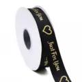 Nastro poliestere nero 2.5cm Just For You stampato in oro per confezione regalo variante - Nero