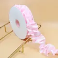 Pink pleated ribbon ruffled trim for floral packaging hair accessories and diy sewing crafts - 6cm*5 Yards / Pink