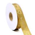 Nastro in raso dorato con scritta Just For You e cuori per confezioni regalo e decorazioni. - Oro Ricco
