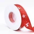 Nastro natalizio rosso con renne bianche e fiocchi di neve per pacchetti regalo e fai da te. - Rosso Alce Fiocco di Neve 2.5cm 25 Yards
