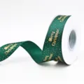 Nastro natalizio verde scuro con stampa dorata Merry Christmas per decorazioni festive. - Verde Scuro Pois Merry Christmas 2.5cm 25 Yards