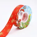 Nastro natalizio rosso con fiocchi di oro per decorazione fai da te variante bobina - Rosso Fiocco di Neve 2.5cm 25 Yards