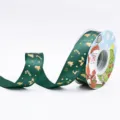 Nastro verde di Natale con stampe dorate, perfetto per albero e confezioni regalo fai da te. - Verde Scuro Motivo Cartone Animato 2.5cm 25 Yards