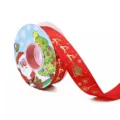 Nastro natalizio rosso con renne dorate e Babbo Natale per confezioni regalo e decorazioni festa - Rosso 2.5cm 25 Yards Babbo Natale Alce