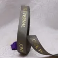 Grey grosgrain ribbon with gold foil LOVE IS ETERNAL print, perfect for floral bouquet gift wrapping. - Silver Gray