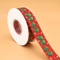 Cinta Grosgrain Roja de Navidad Envoltura de Regalo Cinta 2.5cm Decoración Artesanía - Estampado de Caja de Regalo / Rojo