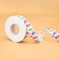 Cinta grosgrain de Navidad, rollo de 2.5cm de ancho con estampado de dibujos para envolver regalos. - Estampado de dibujos animados / Blanco