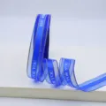 Ruban en organza bleu roi bordé d'or avec texte anglais pour boîte cadeau et déco de fête. - Bleu Saphir