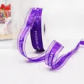 Purple Happy Birthday Organza Ribbon Satin Gift Wrapping for Cake Box Decoration - 2.5cmx50 Yards / Deep purple