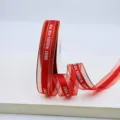 Ruban transparent rouge avec bordure dorée Emballage cadeau Décoration de fête DIY - Bordeaux