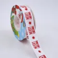 Christmas grosgrain ribbon 2.5cm red printed santa tree holiday gift wrapping decor - Letter Print / Red
