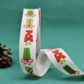 Christmas grosgrain ribbon 2.5cm heat transfer printed gift wrapping holiday decorative ribbon. - Rectangular Gift Box Print / White