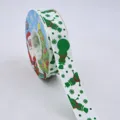 Christmas grosgrain ribbon 2.5 inch printed green snowman tree holiday gift wrap decor - Snowman Print / Green