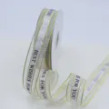Ruban en organza à bord doré avec impression de texte anglais pour emballage cadeau DIY blanc - Gris Argent