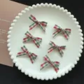 Sweet preppy plaid ribbon mini bow hair clips set, cute hair accessories for daily wear. - Red and Green Plaid