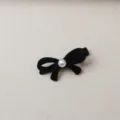 Black velvet bow hair clip with white pearl elegant side hairpin sweet daily hair accessory - Large Bow Duckbill Clip / Black