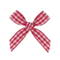 Red and white gingham ribbon hair bow clip, cute preppy style plaid hair accessory for daily wear. - Big Red