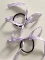Sweet Japanese style plaid bow hair tie ribbon cute twin tails black rubber band hair accessory - Ribbon Hair Tie / Purple