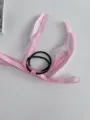 Japanese cute pink plaid ribbon black hair scrunchie sweet girl double ponytail hair tie - Ribbon Hair Tie / Pink