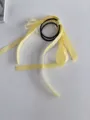 Cute yellow gingham ribbon hair tie, sweet Japanese style double ponytail elastic hair band rope. - Ribbon Hair Tie / Yellow