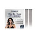 TORVIKX clip-in hair extensions, 2 pieces silver gray human hair for instant volume and style. - 2 Pieces/Pack / Silver Gray
