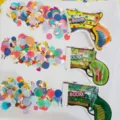 Set de cañón de confeti autoinflable para fiesta celebración ambiente festival - Modelo autoinflable