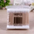 Bastoncillos de algodón blancos desechables de doble cabezal, 100 unidades por bolsa de madera. - Pack de 100