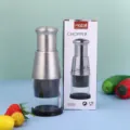 Stainless steel manual press garlic chopper kitchen tool with transparent container box - Stainless Steel Garlic Chopper (Color Box Packaging)