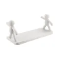 Creative little man wall mounted storage shelf punch free floating rack for bathroom kitchen. - Gray