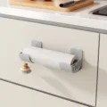 Wall-mounted kitchen wrap and trash bag holder rack, gray plastic storage organizer for home. - 1 Pair / Gray