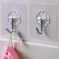 Transparent adhesive wall hooks clear sticky hangers 10pcs pack for kitchen and bathroom - 10 Pieces/Pack / Transparent Iron Hook