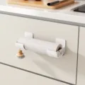 Punch-free kitchen paper towel holder wall mounted cling film storage rack white organizer. - 1 Pair / White