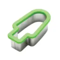 Stainless steel popsicle shaped fruit cutter mold with green silicone rim for kitchen use. - Watermelon Popsicle Mold