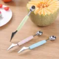 Dual-ended melon baller and fruit carving knife with colorful handles, perfect for fruit slicing. - Watermelon Baller