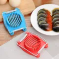 Household egg slicer stainless steel manual egg cutter kitchen tool in blue and red colors variant - Single-Use Type