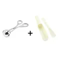 Stainless steel meatball maker kitchen tool set with plastic scoop for easy home cooking. - Small Meatball Clip + Meatball Maker