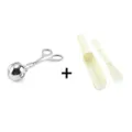 Edelstahl Fleischbällchen Former Werkzeug Set mit Plastiklöffel für die Küche kochen. - Große Fleischbällchenzange + Fleischbällchenformer